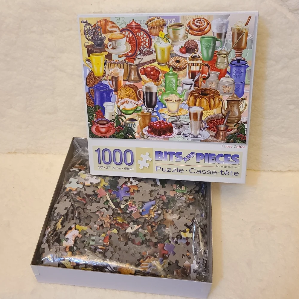 Coffee-Themed Jigsaw Puzzle - 1000 Pieces - Coffee & Desserts - Bits and Pieces - Picture 2 of 4